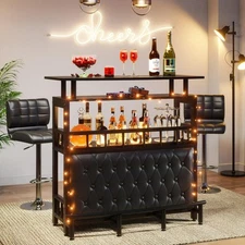 Bar Unit For Home Liquor, Black Entertainment Bar Upholstered Bar Table With
