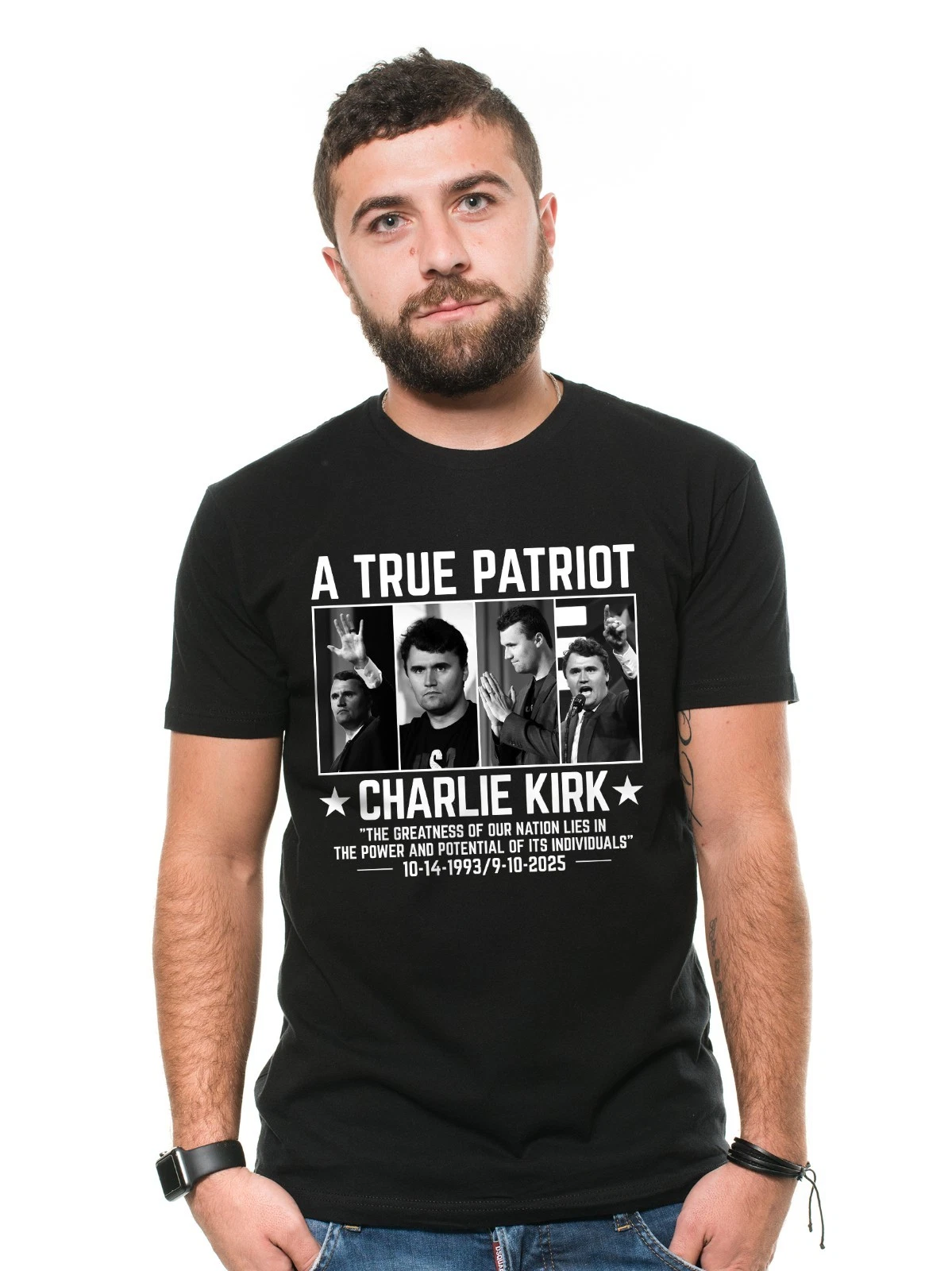 Charlie Kirk True Patriot T-Shirt Conservative Christian Tee