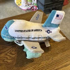 Avión de peluche de los Estados Unidos de América Airforce 1 con sonido con etiqueta Petting Zoo 9"