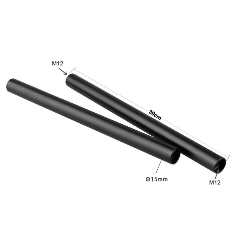 1Pair 15mm Aluminum Support Poles 30cm for Camera and Lighting Accessories