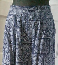 SAG HARBOR Blue Abstract Pull on Long Rayon Skirt M