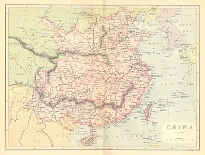 CHINA. China um 1885 alte antike Vintage Landkarte Plankarte