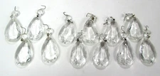 12 x Vintage Clear 2" Tear Drop & Octagon Faceted Crystal Glass Chandelier Prism
