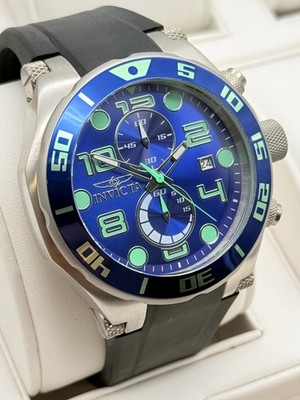 Invicta Pro Diver Chronograph Herrenuhr Taucheruhr Quarz Blau Datum Box