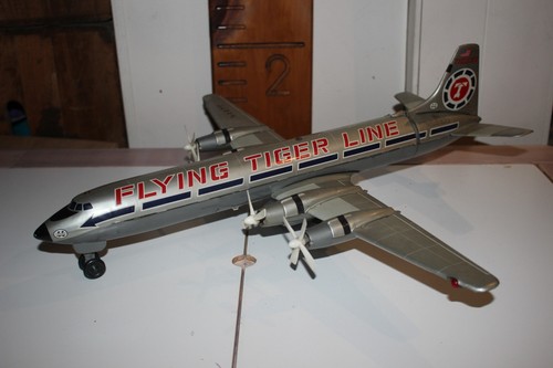 Japan Bat. Op. Tin Litho Toy Airplane MARX FLYING TIGER LINE 20 inches