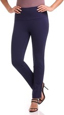 Rekucci Women's Secret Figure Pull On Knit Slim Straight Leg Pant with Wide Wais