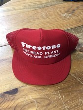 Vintage Snapback Hat Cap Firestone Tire Retread Plant Portland Oregon Red