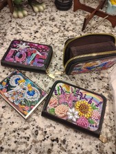 Handmad Women  s Zip-Around Wallets Multicolor Beaded Rhinestone Floral 10 Each