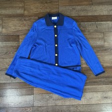 VINTAGE Phillipe Marques Knit Skirt Jacket Set Womens 12 Cardigan USA Made 25A9