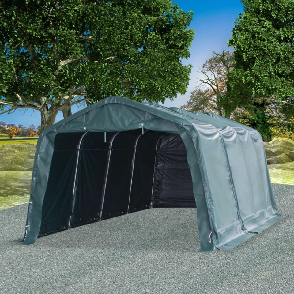 Livestock Tent Dark Green 3.3x6.4m PVC 550g/m² Galvanised Steel Frame ...