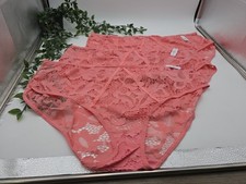 3pr NWT Ashley Stewart Plus Panties Sz 34/36 6X Lace Pink Peach 016