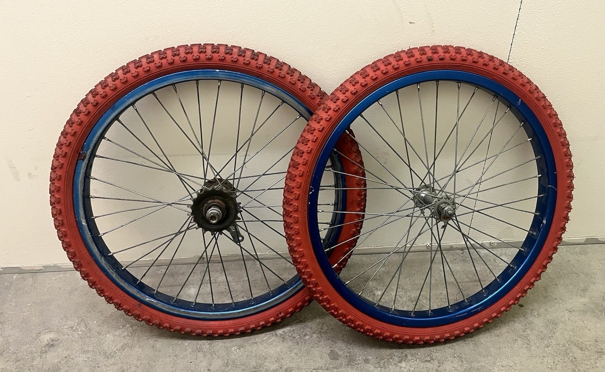 Old School Bmx Blue Araya Anodized 70s Wheelset Coaster Brake 20