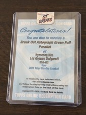 2025 Topps Tier One Hyeseong Kim BreakOut Auto Redemption Green Foil /49 Dodgers