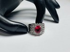 925 Sterling Silver Ruby Cocktail Ring Size 8  Signed BBJ 10g — photo 9