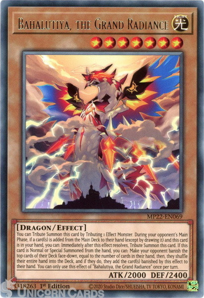 MP22-EN069 Bahalutiya, the Grand Radiance Rare 1st Edition Mint YuGiOh Card