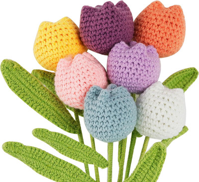 Gehäkelte Blumen Strauß für Zuhause Geschenkehandmade bunte Tulpen