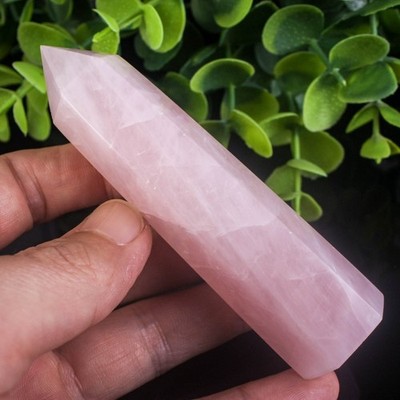 95g 96mm Pink Rose Quartz Tower Natural Crystal Point Obelisk Healing Wand