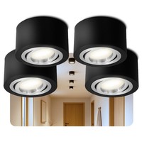 4X Lanti Deckenspot Rund Schwarz Schwenkbar Led Lampe 4W Neutralweiß Strahler