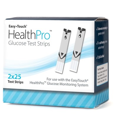 **Easy Touch HealthPro Glucose Test Strips 50 Count Diabetic Sugar