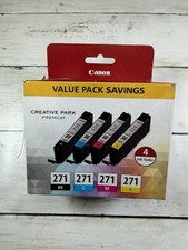 Canon CLI-271 Ink Cartridge 4 Pack Black & Color Cyan Magenta Genuine OEM # 271