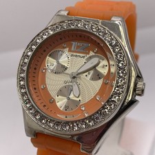 Avenue Women's Rhinestone Multicolor Numeral Watch Yellow Lizard-Embossed Strap — listing 6
