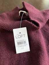 LOFT Women's Purple Mock Neck Ribbed Knit Pullover Sweater Long Sleeve XS