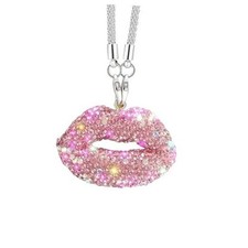 Bling Red Lip Diamond Car Accessories Crystal Rear View Mirror Charms for Pink