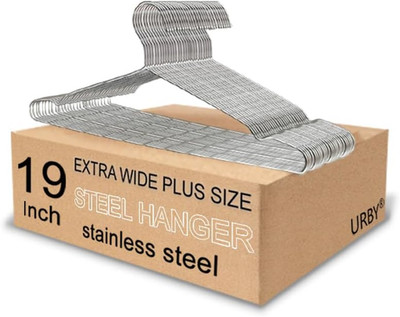 Extra Wide Stainless Steel Hangers for Plus Size Clothes - 30 Pack