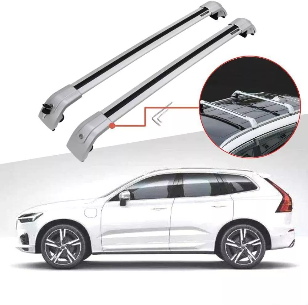 2Pcs Fits for Volvo XC60 2018-2024 Lockable Roof Rail Racks Crossbars Cross  Bars