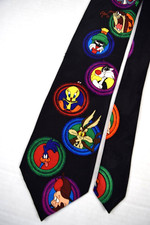 Neck Tie VTG Looney Tunes 90s Marvin Martin Cast of Characters Poly 57 x 4" 1994