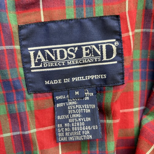 Vintage Mens LAND'S END Bomber Jacket Harrington Plaid Lined 80s Green - Picture 4 of 13