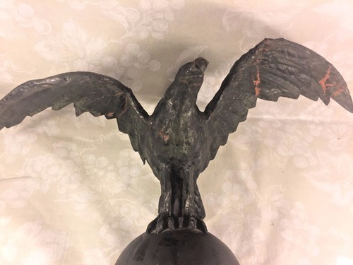 Antique Eagle and Globe Weather Vane or Flagpole Topper w/ Lion Heads - Picture 2 of 10