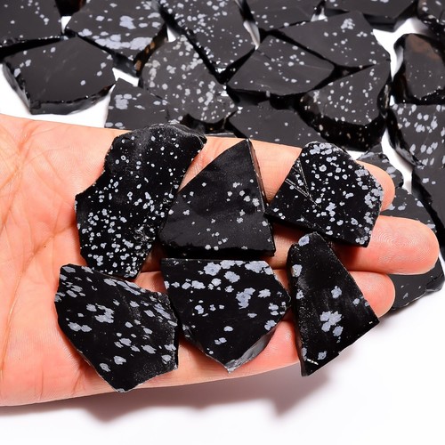 Natural Snowflake Obsidian Slice Rough Gemstone Raw Snowflake Obsidian Stone - Picture 3 of 8