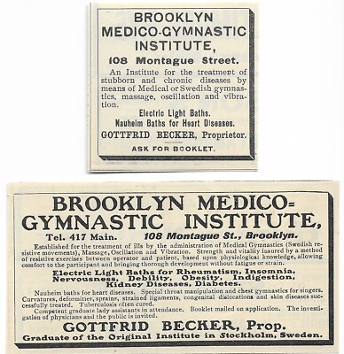 Antique 1900's Brooklyn NY Fitness Medico Gymnastic Institute - 1903 Art AD Lot