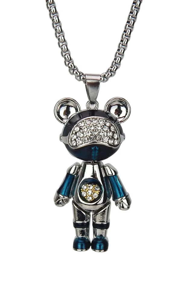 Ella Jonte Kette silber lange Halskette mit Frosch Anhänger blau oder rot - Bild 2 von 4