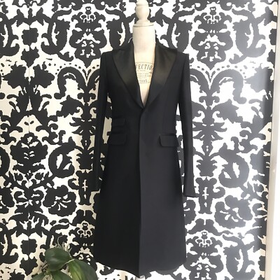 DSQUARED2 Mantel schwarz Einreiher eleganter Mantel Wolle/Seide Revers Lights Gr.40