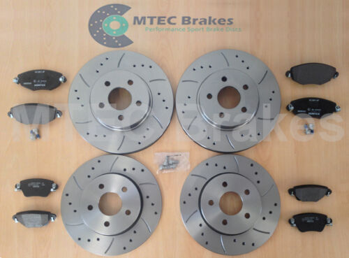 Ford Mondeo TDci130 00-07 Front Rear Drilled Grooved Brake Discs Pads - Picture 1 of 8