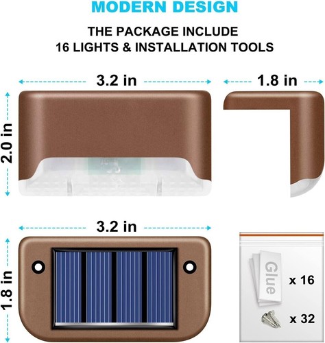 Solar Deck Lights Paquete de 16 luces solares para poste de valla NUEVO 2024 US - Picture 2 of 8