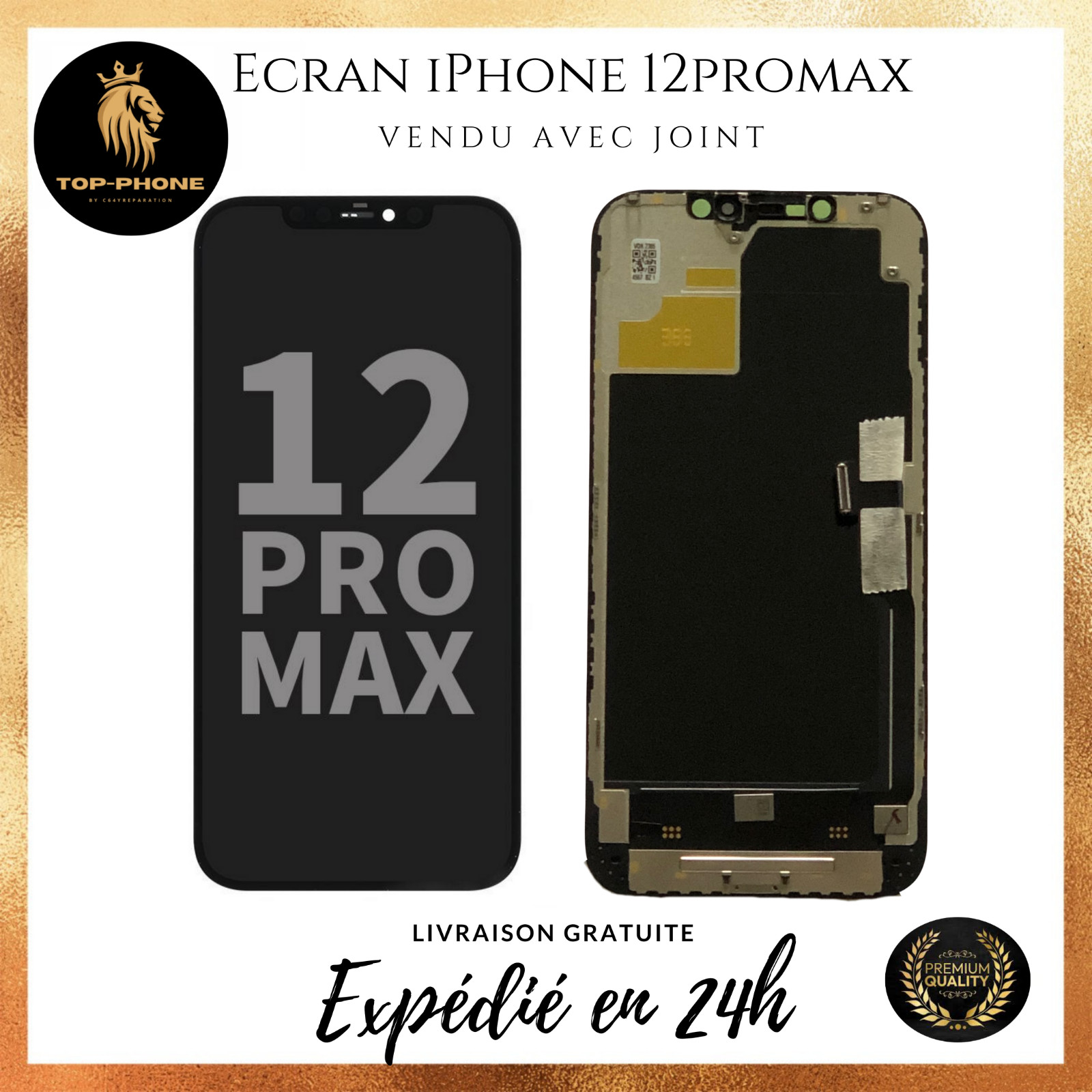 Écran OLED complet iPhone 12 Pro Max neuf pour réparer une vitre brisée