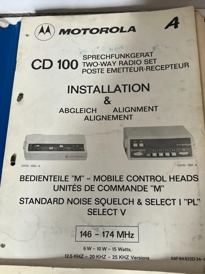 Varios Motorola CD100 FM Two Way Radio Installation & Alignment Manuals - Image 2 of 4
