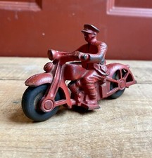 Vintage 1930s Hubley 4 Red Cast Iron Motorcycle Policeman Rider