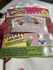 New SHOPKINS Super Soft Queen 4pc Sheet Set Fitted Flat Standard Pillowcases