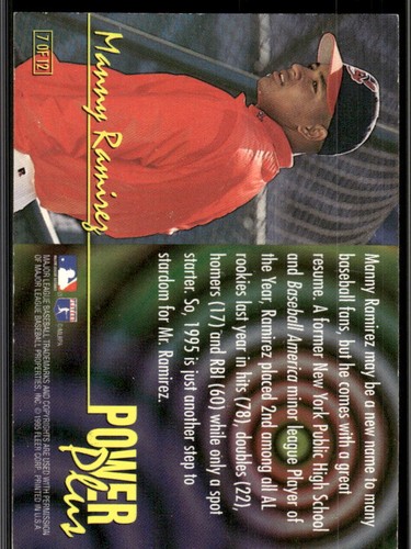 1996 Ultra #7 Manny Ramirez Power Plus Gold Medallion - Picture 2 of 2
