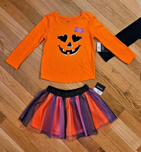 NEW Halloween Baby Girl 4pc Mix & Match Tees, Tutu Skirt, Pant Set (12M-2T) - Picture 2 of 4