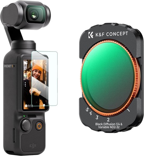 K&F Concept 2in1 Black-mist 1/4 &ND2-32 Variable ND Filter for DJI Osmo Pocket 3 - Picture 2 of 8