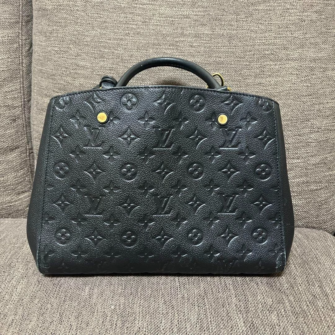 Auth LOUIS VUITTON Montaigne MM M41048 Noir Monogram Empreinte SF0168  Handbag LV