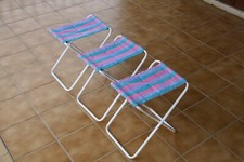 3 petits fauteuils tabouret pliants en toile neufs hauteur 38 cm assise 20X35 cm