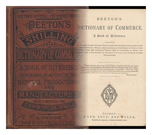 SMITH, RONALD M. Beeton's Dictionary of Commerce. a Book of Reference, Etc. / Ed - Picture 1 of 1