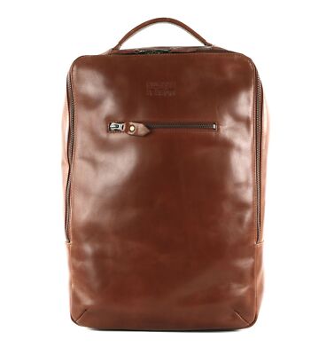 BUCKLE & SEAM Leon Dots Leather Backpack Rucksack Laptoprucksack Cognac Neu
