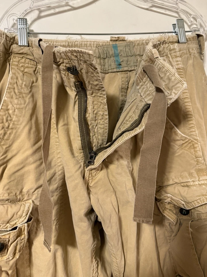 Hollister HOC-22 Y2K 货物军用伞兵裤子棕褐色卡其色 L 码 31 英寸内缝 — 第 3/4 张图片